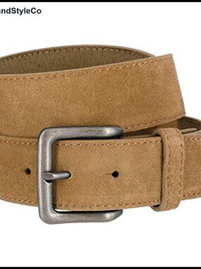 Suede Leather Belt 1.5 Inch Antique Buckle Casual Jean Belt